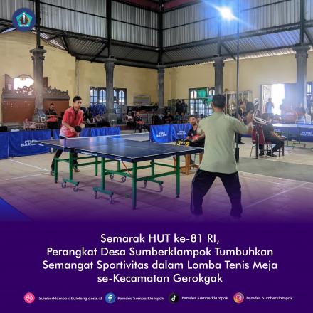 Semarak HUT ke-81 RI, Perangkat Desa Sumberklampok Ikuti Lomba Tenis Meja